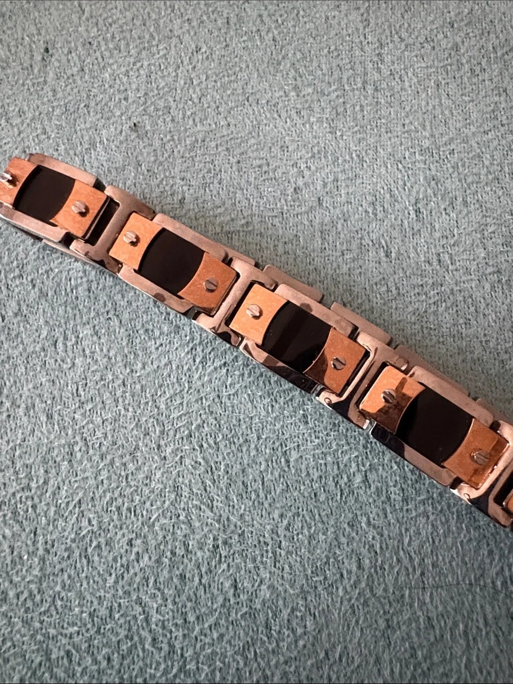 Two-Tone Stainless Steel Bracelet with Black Inlays